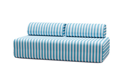 Housse Canapé droit - 3 places - Tissu imperméable à rayures, blanc et bleu