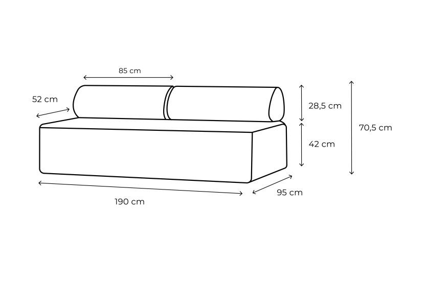 Canapé 3 places modulable - Tissu extérieur à rayures, blanc et rouge