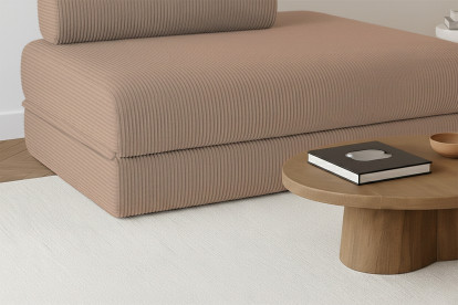 Canapé 2 places convertible et modulable - Velours côtelé Taupe