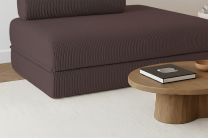 Canapé 2 places convertible et modulable - Velours côtelé Marron