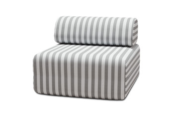 Fauteuil modulable - Tissu extérieur à rayures, blanc et gris