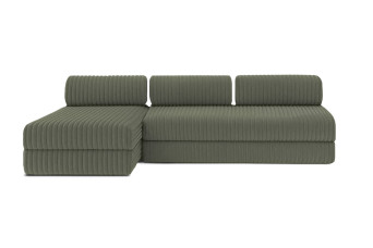 Canapé d'angle 6 places - 2 modules convertibles : Canapé 3 places + Méridienne - Velours côtelé XL Vert